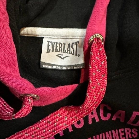 Everlast Girl’s Black and Pink Logo Hoodie Size 10 - Picture 4 of 9